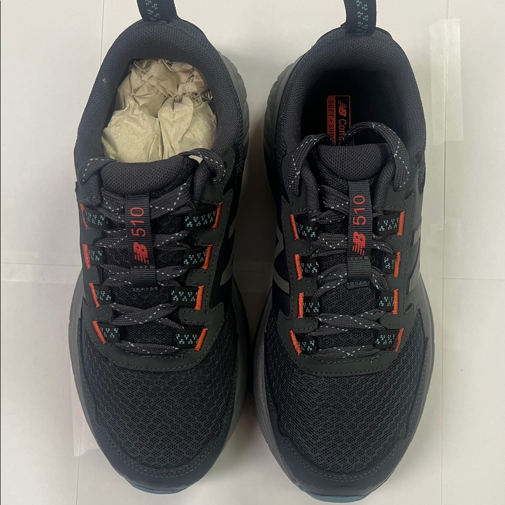 New Balance Women's Charcoal and Orange Athletic Shoes Trail Running